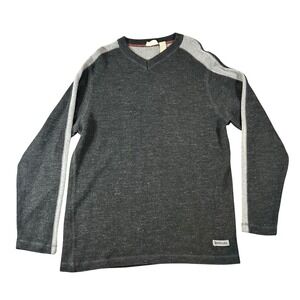 Quiksilver Men's L Dark Heather Grey V-Neck Wool Blend Thermal Shirt Top Y2K